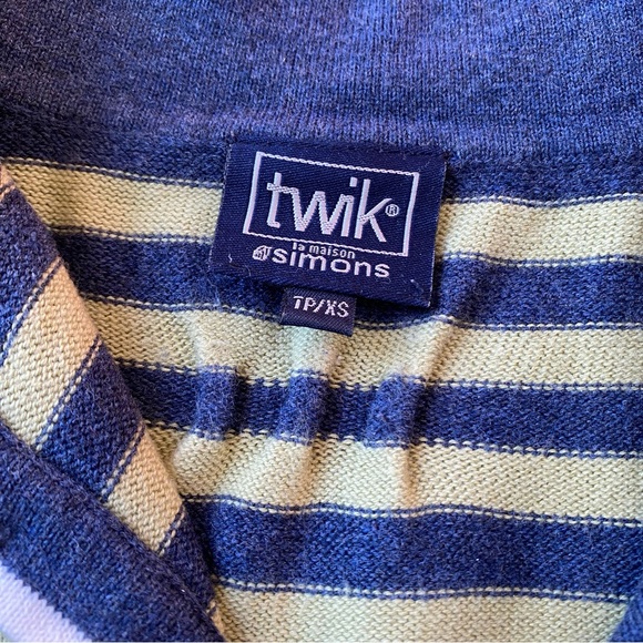2000s Twik Simon’s Striped Women’s Cotton Polo Shirt vintage with cap sleeves - Picture 2 of 8